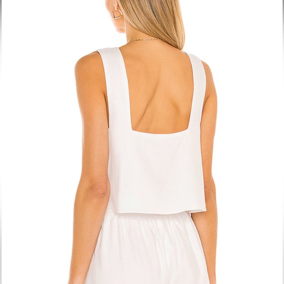 Show Me Your MuMu Tara Crop Top in White Linen - Picture 3 of 5